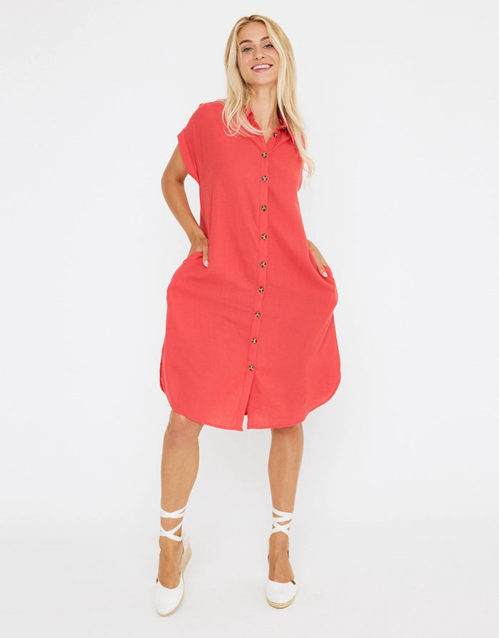 Koala Bay Vestido Midi Lino - Bayo