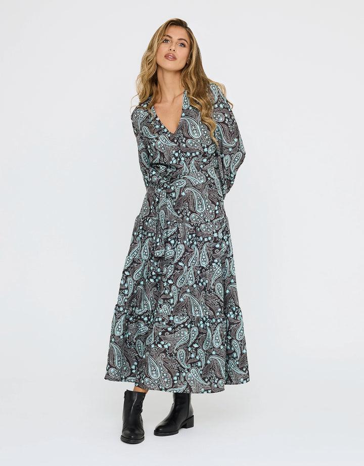 koala bay Vestido Midi Vaporoso Negro - Lunarda