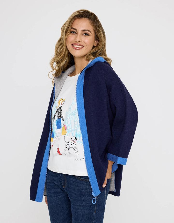 Koala Bay Poncho Con Capucha Abierto Azul Marino - Yasmina