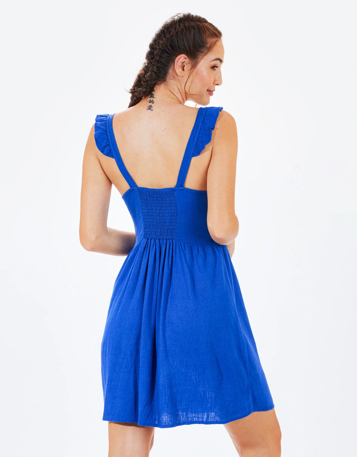 Koala Bay Vestido Corto Tirantes Y Botones Azul - Sami