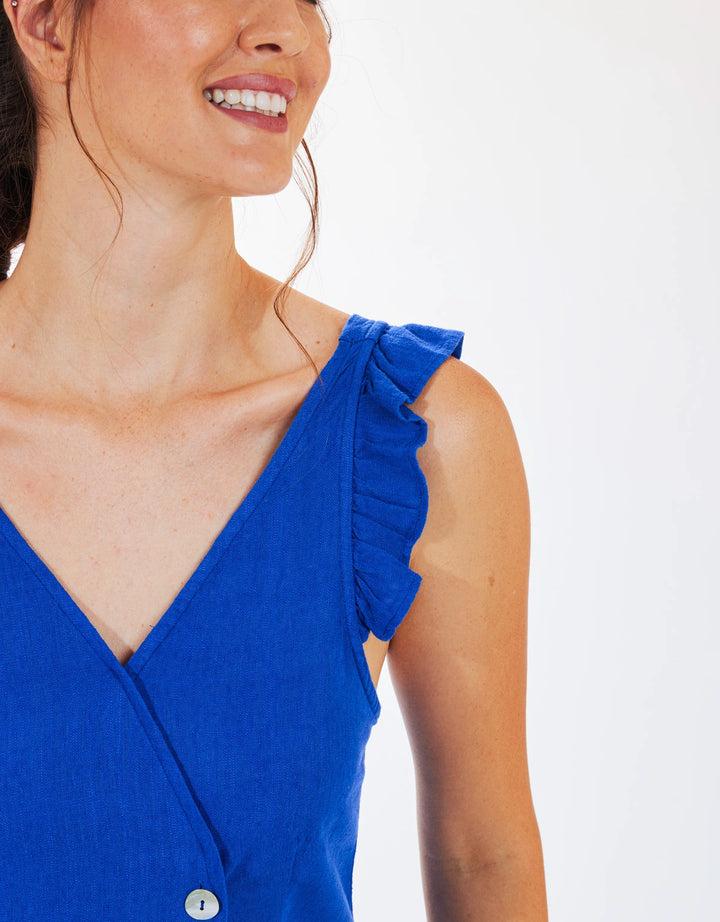 Koala Bay Vestido Corto Tirantes Y Botones Azul - Sami