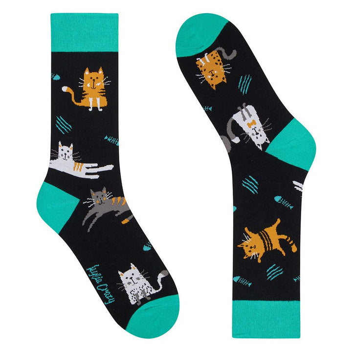 Kylie Crazy Calcetines Divertidos De Algodón GATO ESMERALDA