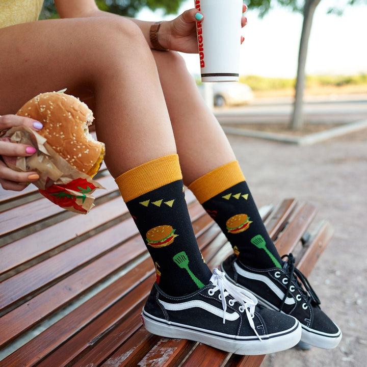 kylie crazy Calcetines divertidos de algodón HAMBURGUESA