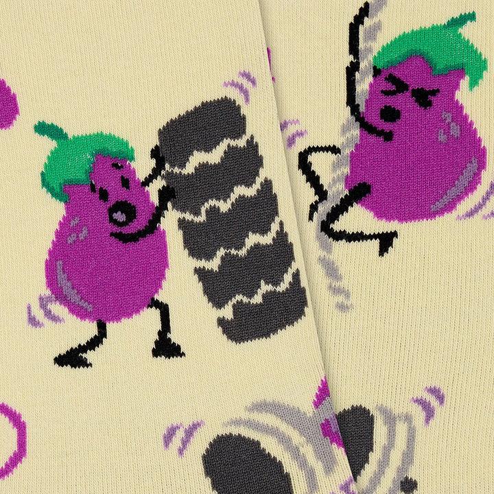Kylie Crazy Calcetines Divertidos De Algodón "sin Costuras" BERENJENA