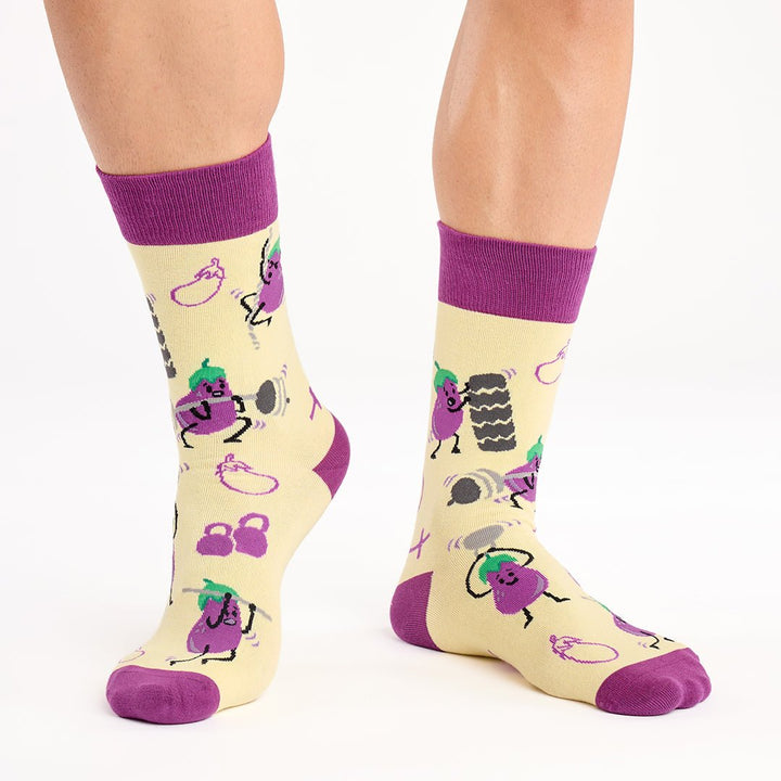 kylie crazy Calcetines divertidos de algodón "sin costuras" BERENJENA