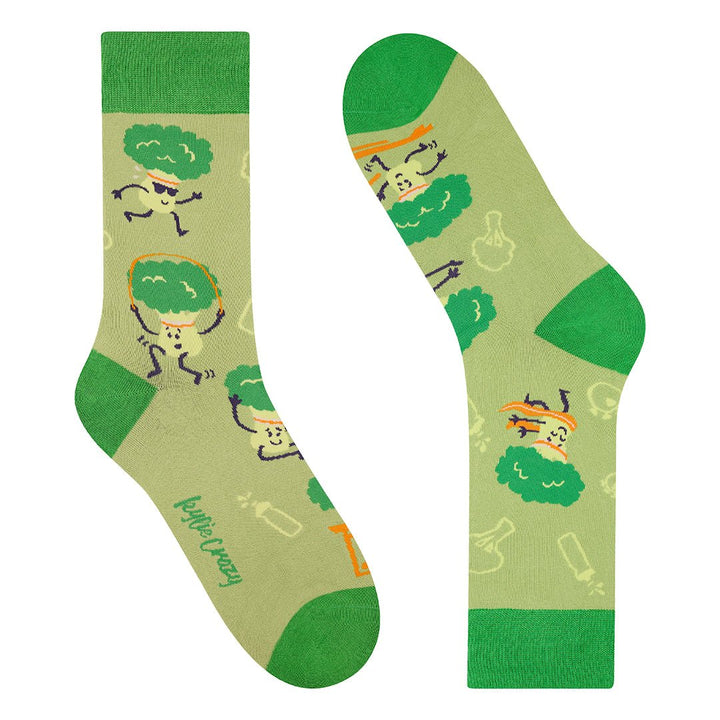 Kylie Crazy Calcetines Divertidos De Algodón "sin Costuras" BROCOLI