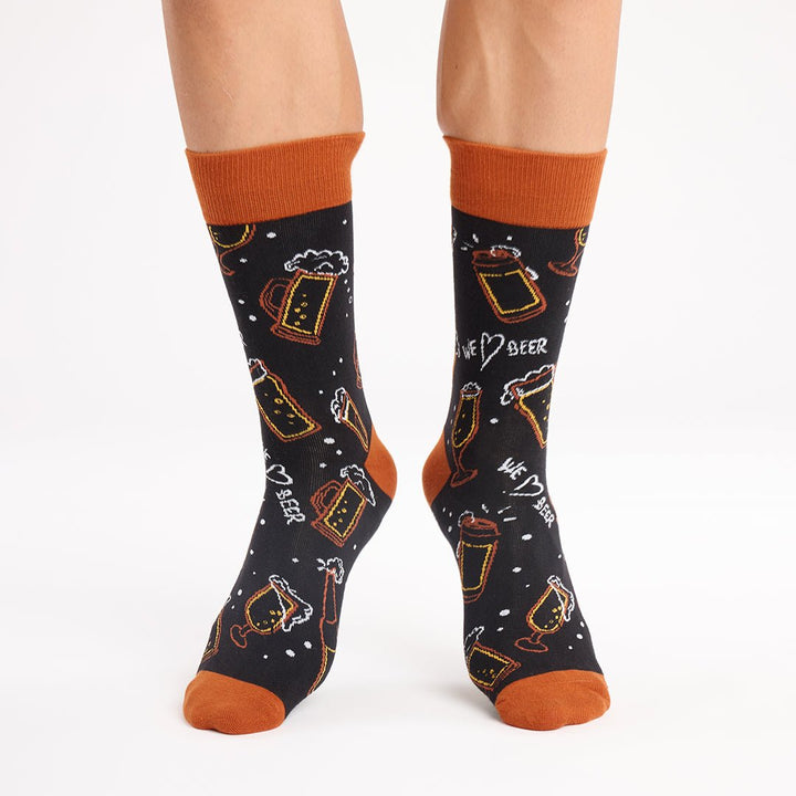 kylie crazy Calcetines divertidos de algodón "sin costuras". CERVEZA