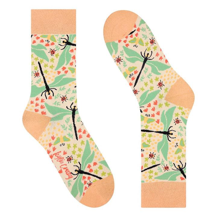 kylie crazy Calcetines divertidos de algodón "sin costuras". LIBELULA