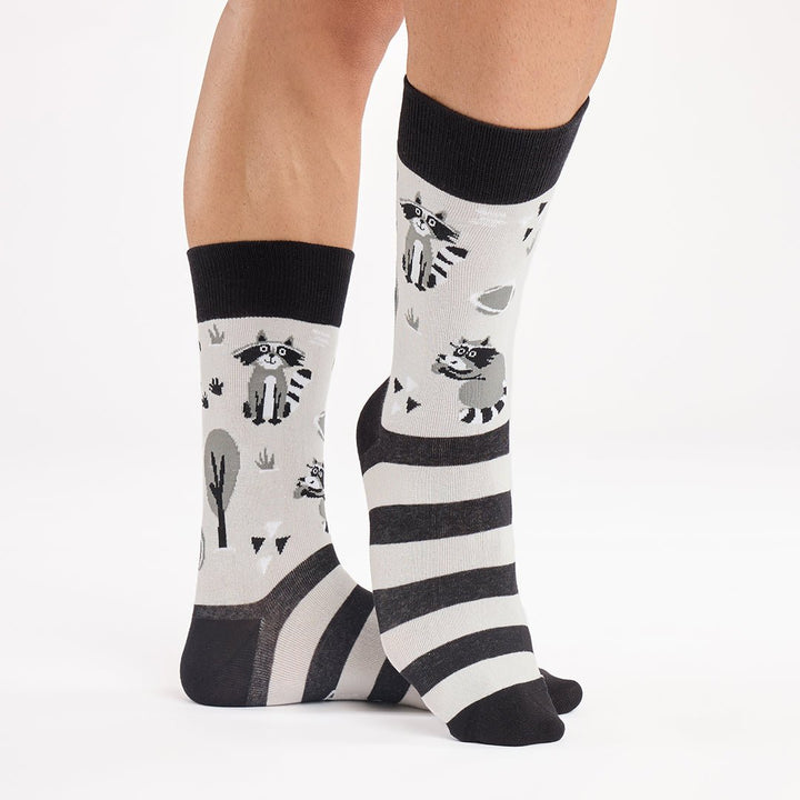 Kylie Crazy Calcetines Divertidos De Algodón "sin Costuras". MAPACHE