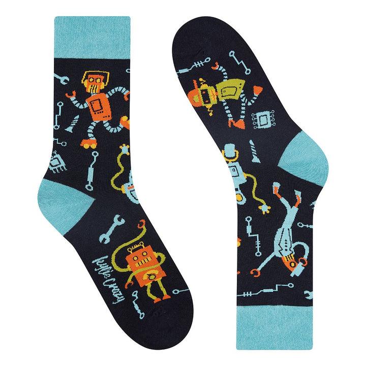 Kylie Crazy Calcetines Divertidos De Algodón "sin Costuras". ROBOT