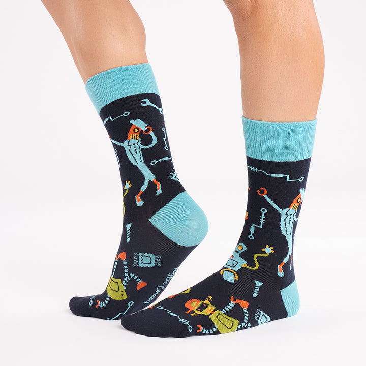 Kylie Crazy Calcetines Divertidos De Algodón "sin Costuras". ROBOT