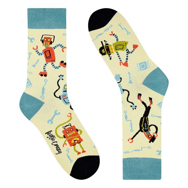 kylie crazy Calcetines divertidos de algodón "sin costuras" ROBOT