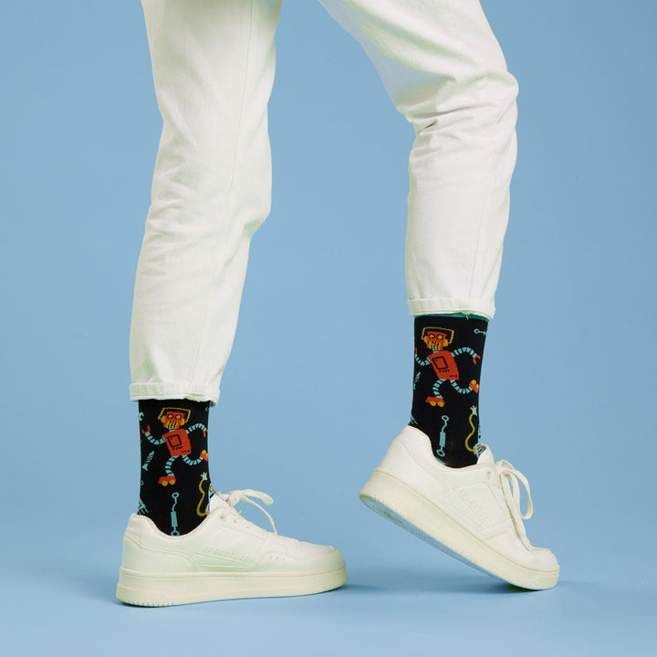 kylie crazy Calcetines divertidos de algodón "sin costuras". ROBOT