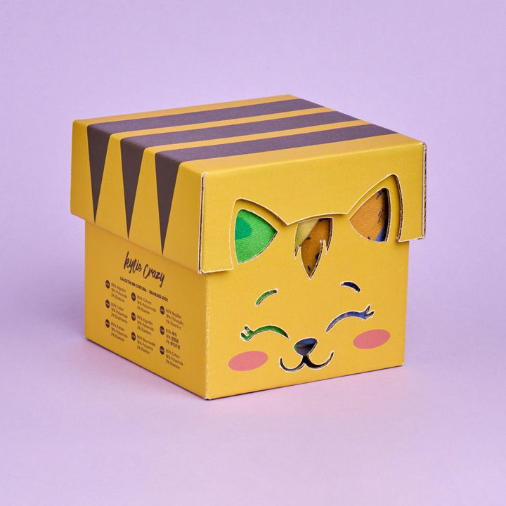 kylie crazy Original pack regalo con 3 pares diferentes de calcetines + cajita regalo GATOS