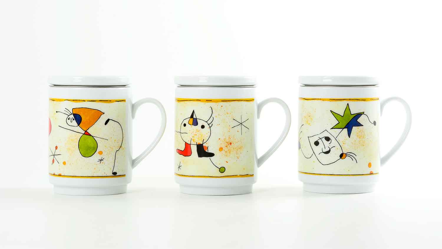 la cija 3 Tazas de Té Miró Línea Amarilla