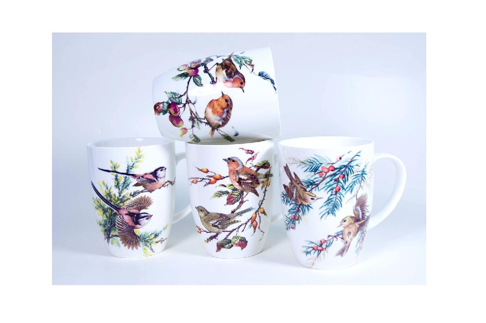 la cija 4 Tazas desayuno Aliya 460ml. Pájaros