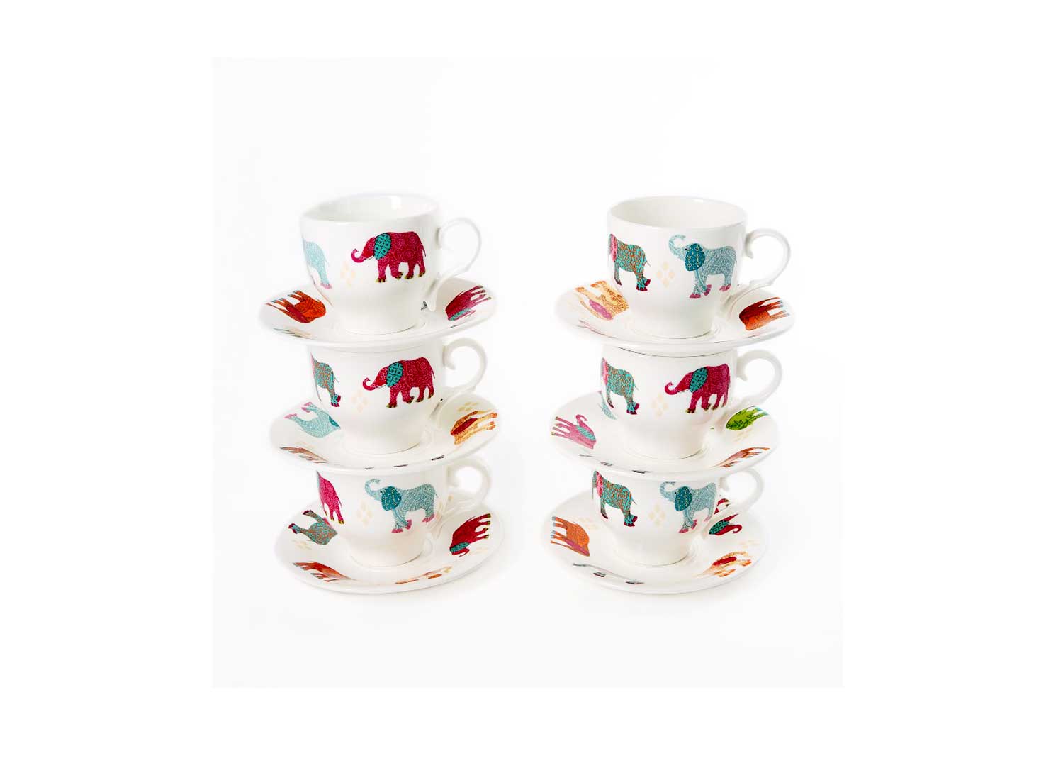 la cija 6 Tazas de Café 220ml. Elefantes Jaipur