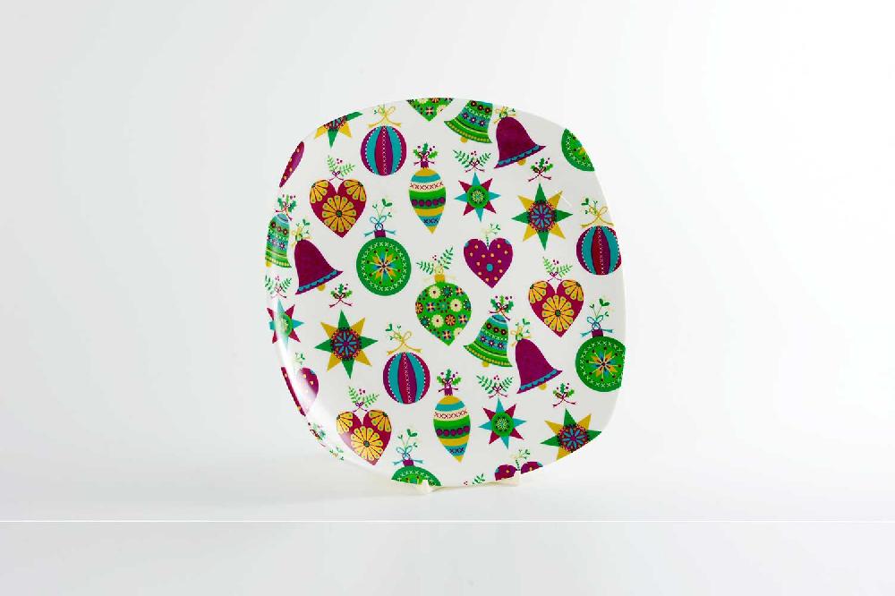 la cija Plato Llano 23 5×23 5cm. Bolas de Navidad