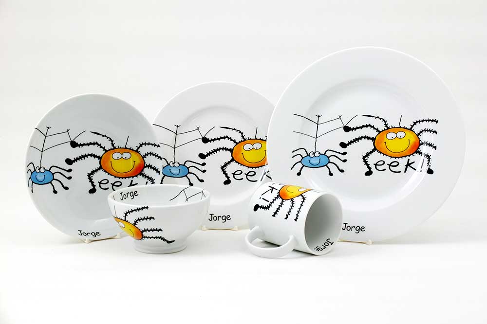 la cija Vajilla Infantil Araña Divertida