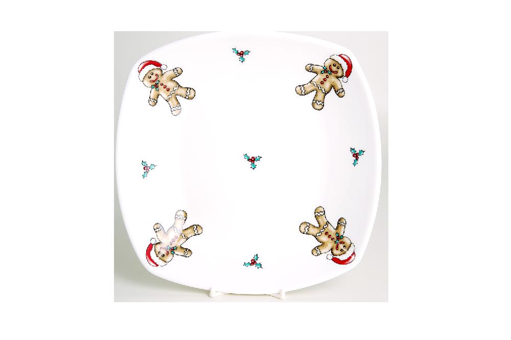 la cija Plato Hondo 22x22cm. Galleta Hombre Jengibre