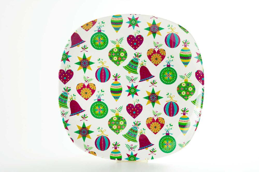 la cija Plato Presentación 29x29cm. Bolas de Navidad