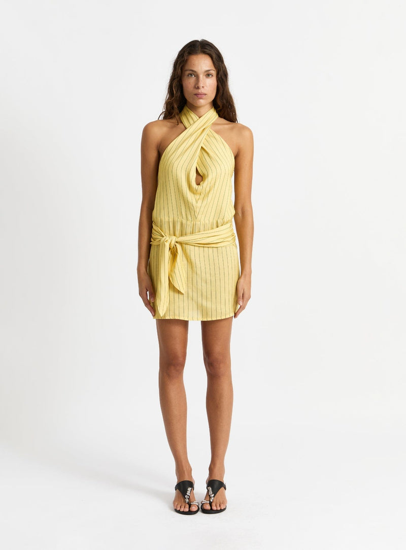 laagam AMAZONA YELLOW SHORT DRESS