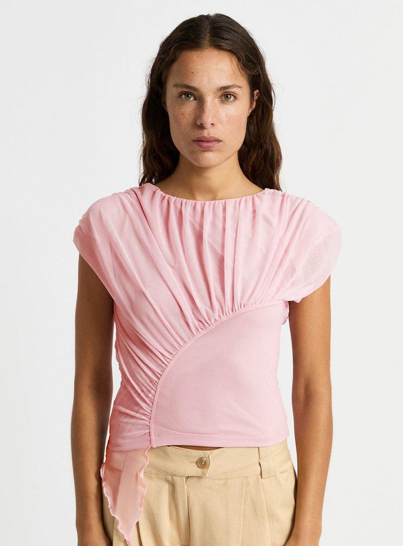 laagam GEMINI PINK DRAPED TOP