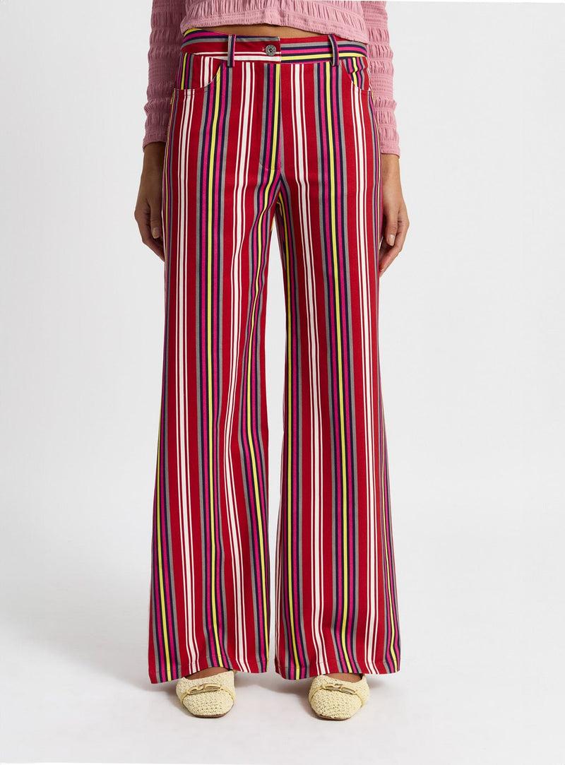 laagam LEROY RED STRIPED TWILL PANTS