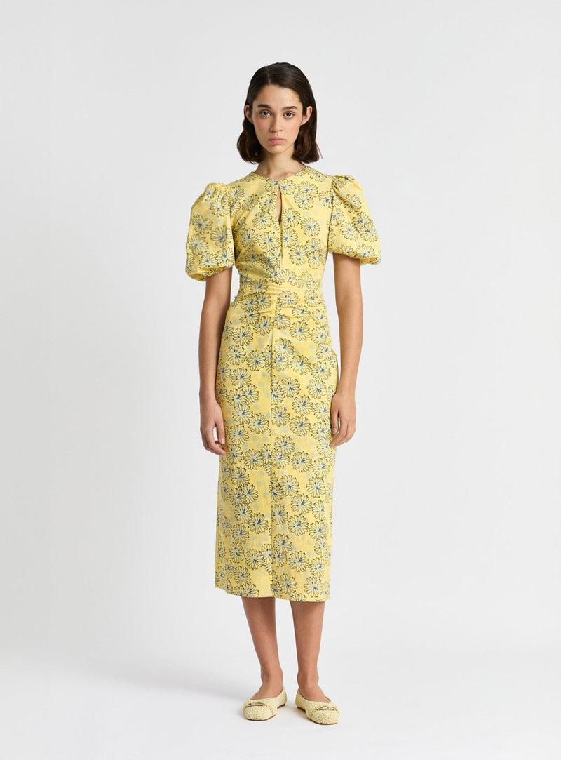 laagam PROVENCE NAYA YELLOW MIDI DRESS
