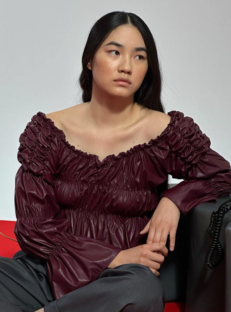 laagam SADIE BURGUNDY BLOUSE