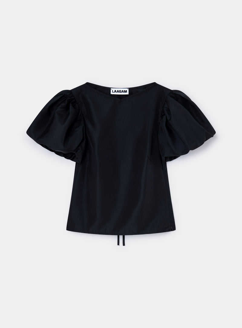 laagam SIMONE BLACK PUFF SLEEVE BLOUSE