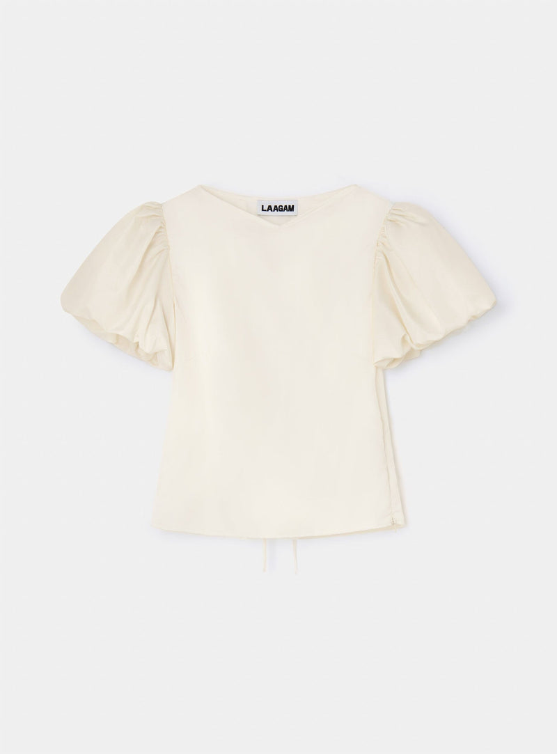 laagam SIMONE ECRU PUFF SLEEVE BLOUSE