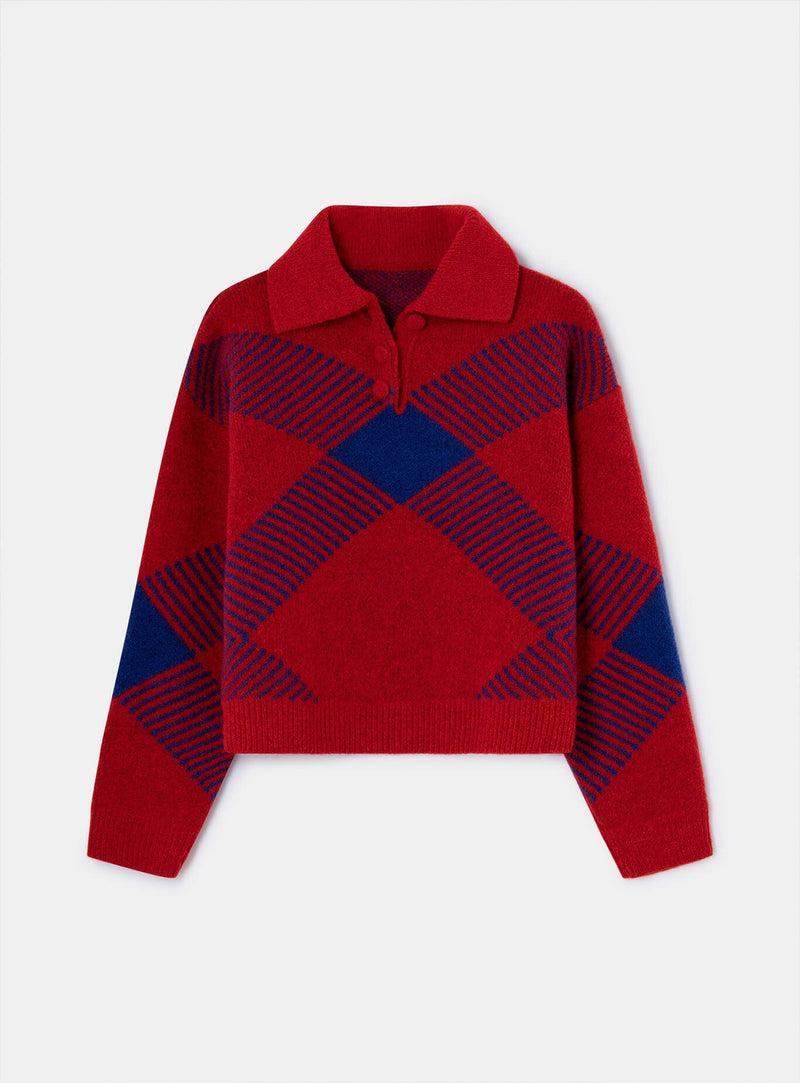laagam SLOANE POLO NECK RED KNIT