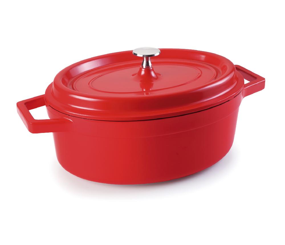 lacor Cacerola oval con tapa roja Cocotte