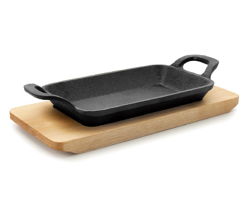 lacor Mini plancha grill lisa rectangular con base Magma