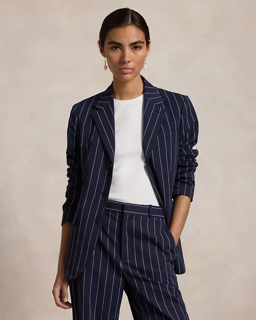 lauren ralph lauren Blazer de algodón y lino con rayas finas para mujer | Ralph Lauren® ES