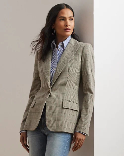 lauren ralph lauren Blazer de sarga y algodón con cuadros para mujer | Ralph Lauren® ES