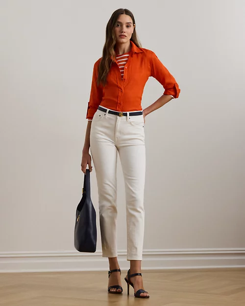 Lauren Ralph Lauren Camisa De Lino Con Manga Vuelta Para Mujer | Ralph Lauren® ES