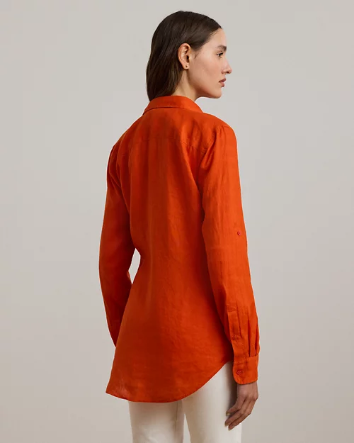 Lauren Ralph Lauren Camisa De Lino Con Manga Vuelta Para Mujer | Ralph Lauren® ES