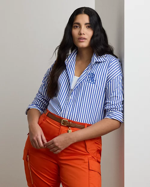 lauren ralph lauren Camisa de paño Relaxed Fit con rayas para mujer | Ralph Lauren® ES