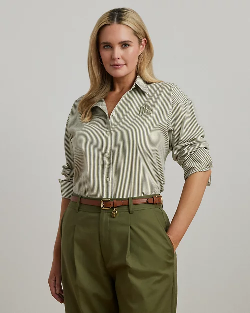 lauren ralph lauren Camisa de paño Relaxed Fit con rayas para mujer | Ralph Lauren® ES