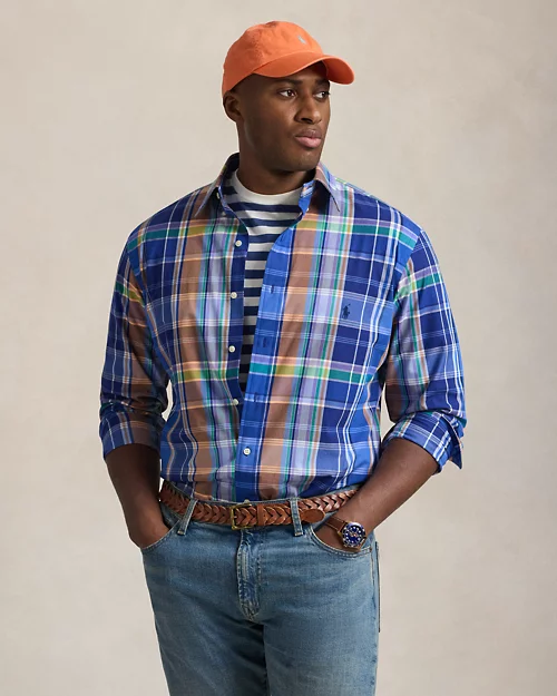 lauren ralph lauren Camisa de popelina elástica con cuadros para hombre | Ralph Lauren® ES