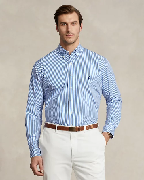 lauren ralph lauren Camisa de popelina elástica con rayas para hombre | Ralph Lauren® ES