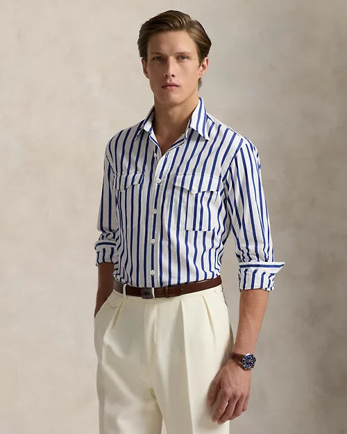 lauren ralph lauren Camisa de trabajo de popelina con rayas para hombre | Ralph Lauren® ES