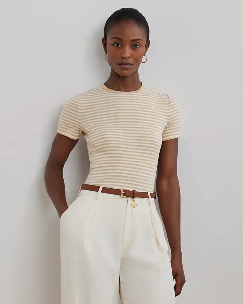 lauren ralph lauren Camiseta de algodón elástico con rayas para mujer | Ralph Lauren® ES