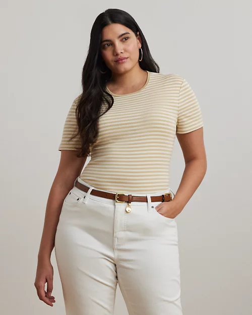 lauren ralph lauren Camiseta de algodón elástico con rayas para mujer | Ralph Lauren® ES