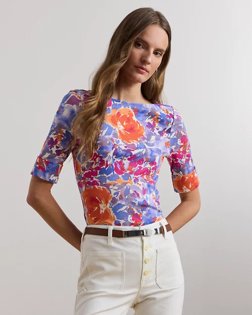 lauren ralph lauren Camiseta de algodón elástico estampada para mujer | Ralph Lauren® ES