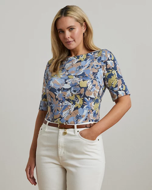 lauren ralph lauren Camiseta de algodón elástico estampada para mujer | Ralph Lauren® ES