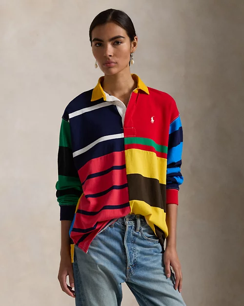 lauren ralph lauren Camiseta de rugby de punto en patchwork para mujer | Ralph Lauren® ES