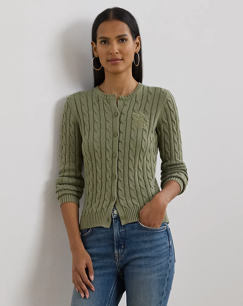 lauren ralph lauren Cárdigan de algodón en punto de ochos para mujer | Ralph Lauren® ES